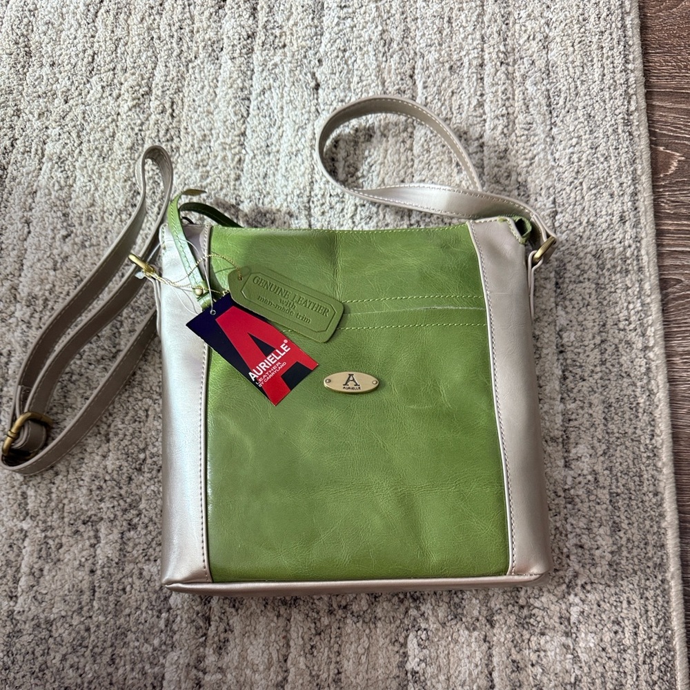 Aurielle Two-Tone Green and Silver Crossbody Bag